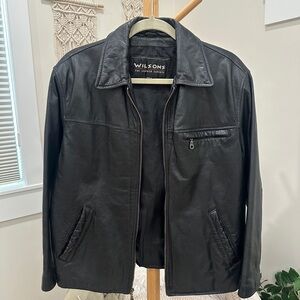 Wilsons Black Genuine Leather Zip Jacket Women’s S / M